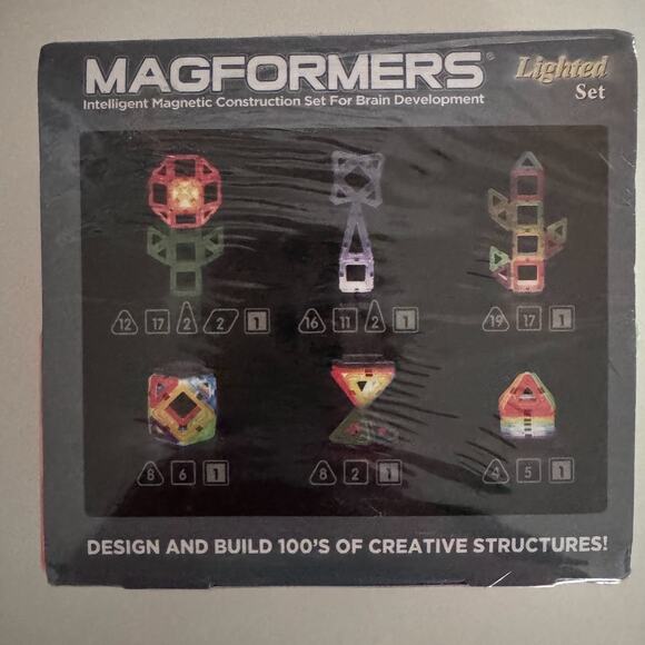 Magformers Lighted Building Set 48 Piece Neon LED Magnetic Toy Set Sealed New - Picture 2 of 5